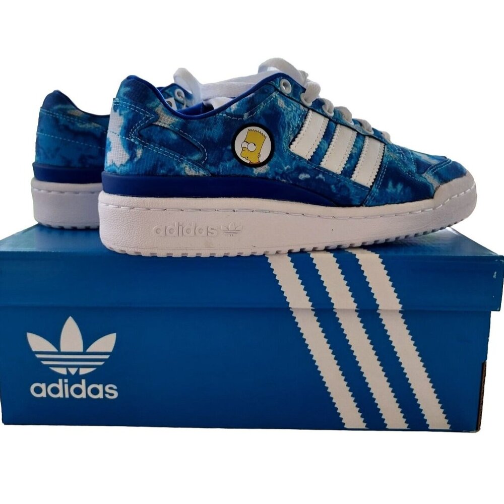 NWT  Adidas Bart Simpson Forum Low J Recycled Materials Blue White  Kids SZ 4